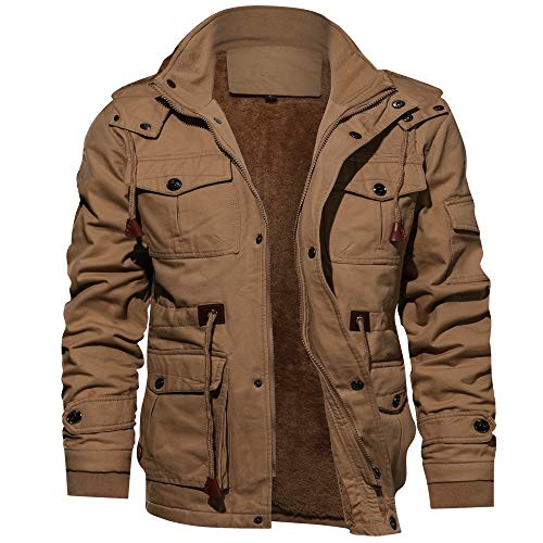 AAM CLOTHING ARTICLE #6709 Men's Jacket Casual Cotton Cargo Jacket Men Outerwear Fleece Hooded Winter Field Coat