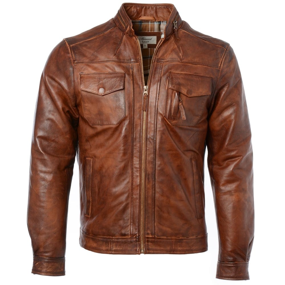 AAM CLOTHING ARTICLE 6705 Leather Jacket Brown